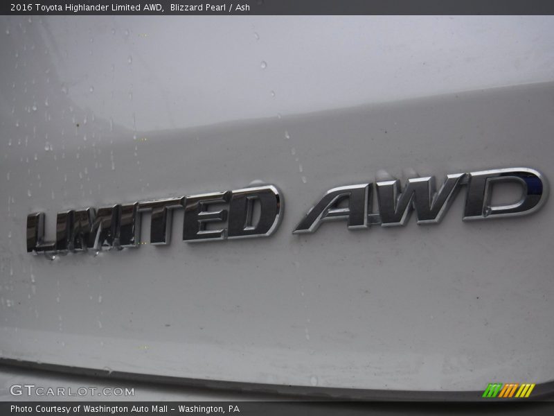 Blizzard Pearl / Ash 2016 Toyota Highlander Limited AWD