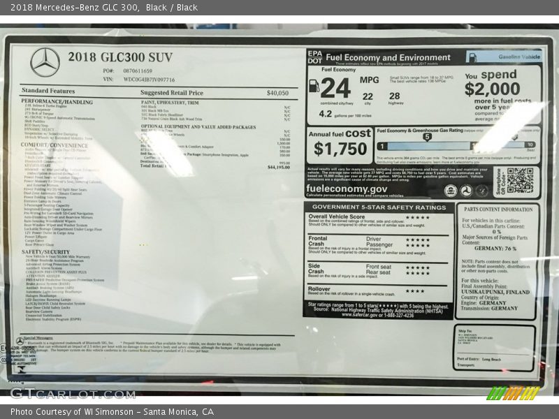 Black / Black 2018 Mercedes-Benz GLC 300
