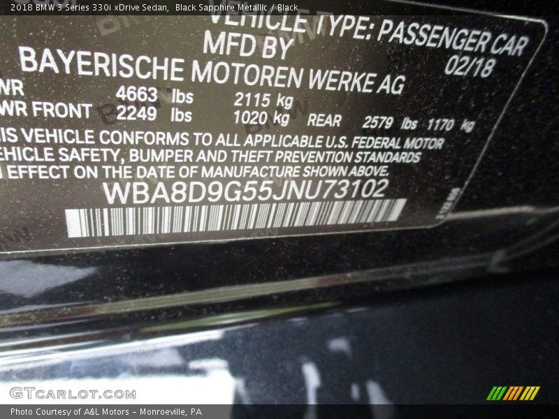 Black Sapphire Metallic / Black 2018 BMW 3 Series 330i xDrive Sedan