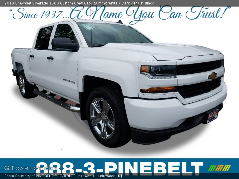 Summit White / Dark Ash/Jet Black 2018 Chevrolet Silverado 1500 Custom Crew Cab