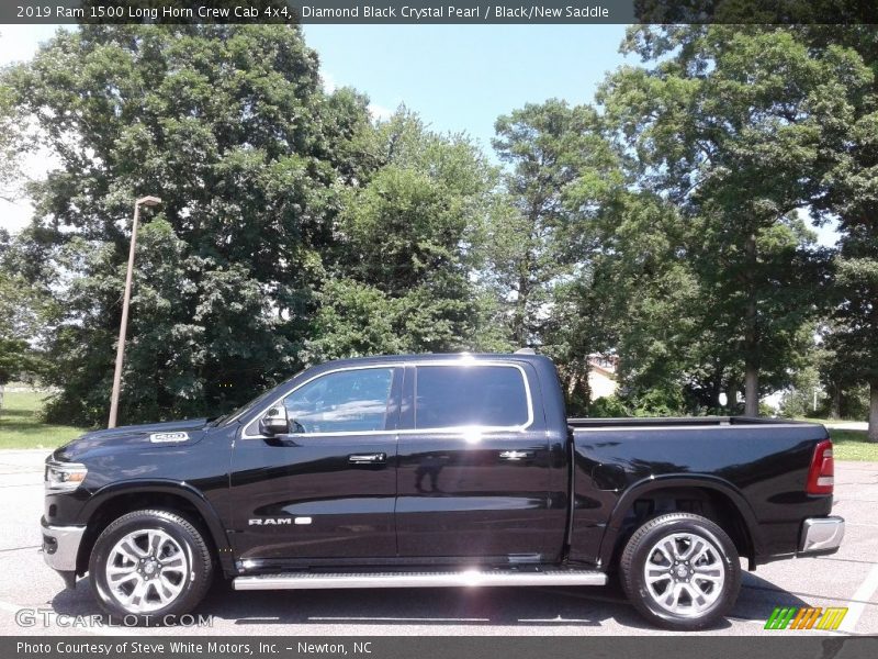 Diamond Black Crystal Pearl / Black/New Saddle 2019 Ram 1500 Long Horn Crew Cab 4x4