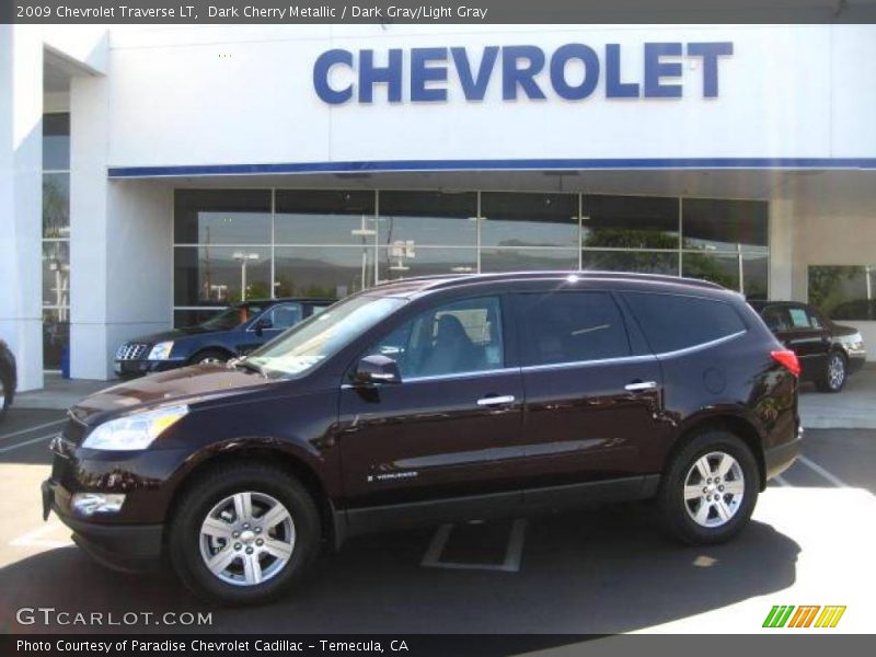 Dark Cherry Metallic / Dark Gray/Light Gray 2009 Chevrolet Traverse LT