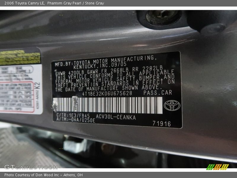 Phantom Gray Pearl / Stone Gray 2006 Toyota Camry LE