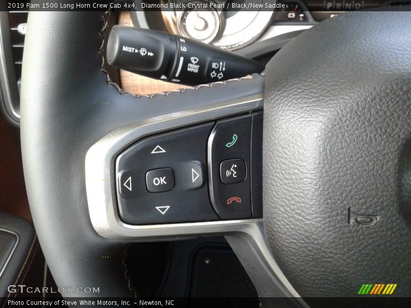 Diamond Black Crystal Pearl / Black/New Saddle 2019 Ram 1500 Long Horn Crew Cab 4x4