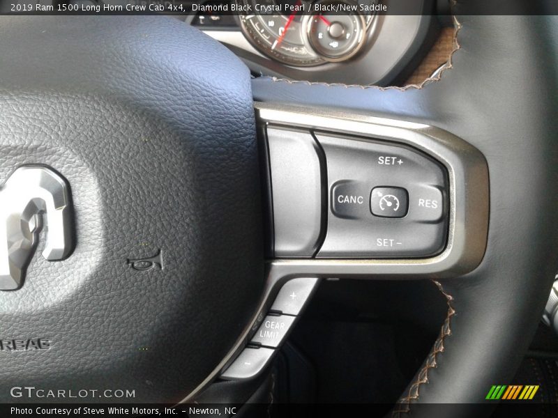 Diamond Black Crystal Pearl / Black/New Saddle 2019 Ram 1500 Long Horn Crew Cab 4x4