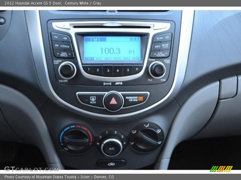 Century White / Gray 2012 Hyundai Accent GS 5 Door