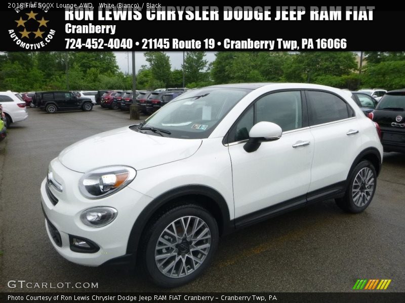 White (Bianco) / Black 2018 Fiat 500X Lounge AWD