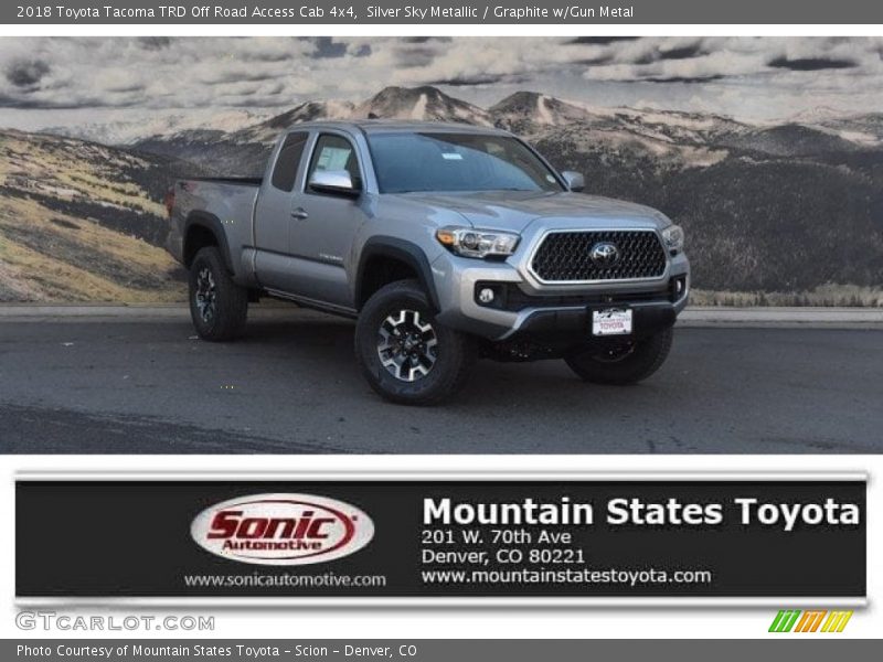 Silver Sky Metallic / Graphite w/Gun Metal 2018 Toyota Tacoma TRD Off Road Access Cab 4x4