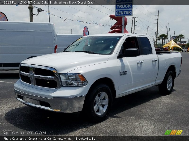 Bright White / Black/Diesel Gray 2018 Ram 1500 SLT Quad Cab