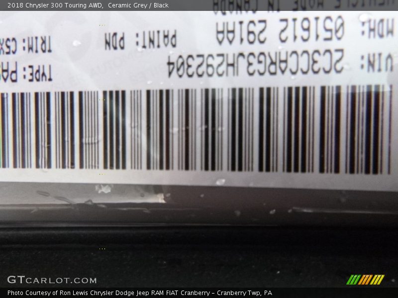 Ceramic Grey / Black 2018 Chrysler 300 Touring AWD
