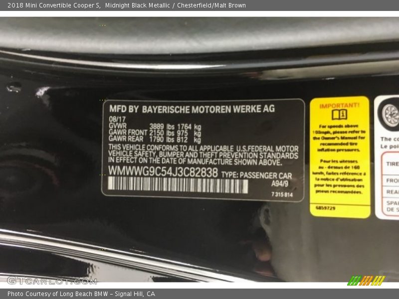 2018 Convertible Cooper S Midnight Black Metallic Color Code A94