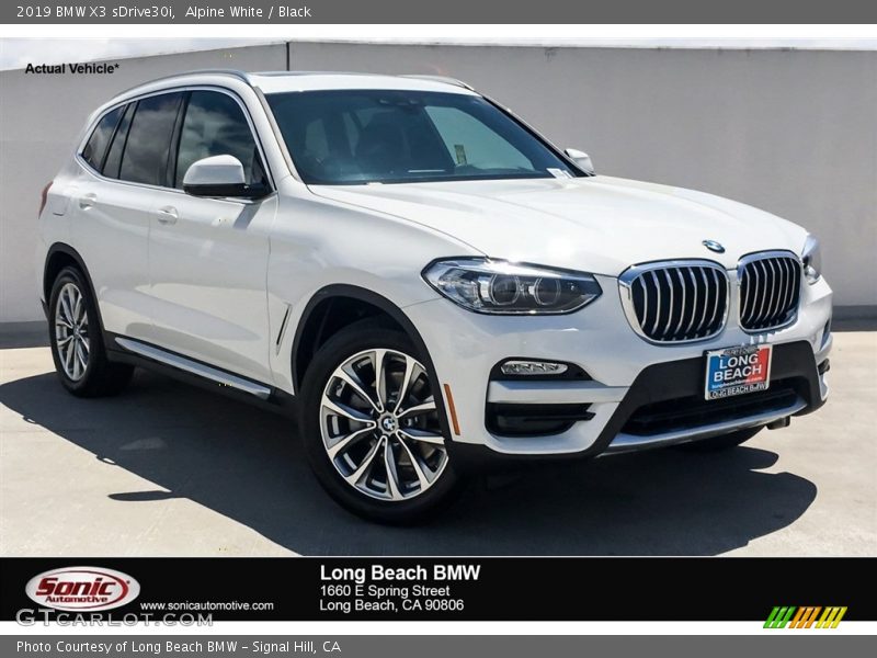 Alpine White / Black 2019 BMW X3 sDrive30i