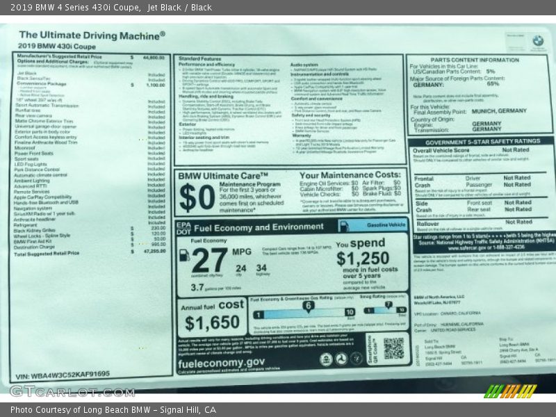 Jet Black / Black 2019 BMW 4 Series 430i Coupe