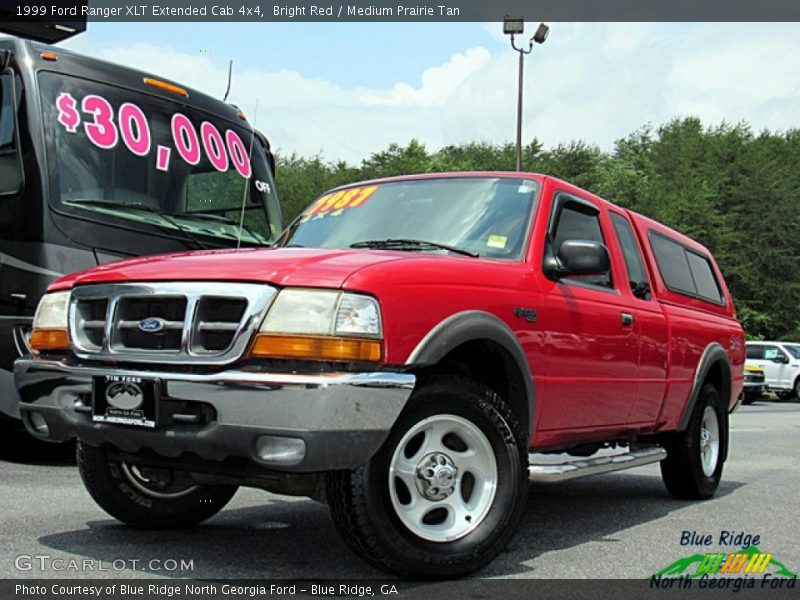 Bright Red / Medium Prairie Tan 1999 Ford Ranger XLT Extended Cab 4x4