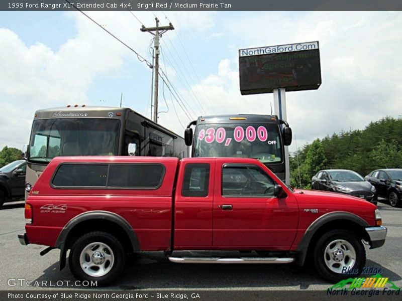 Bright Red / Medium Prairie Tan 1999 Ford Ranger XLT Extended Cab 4x4