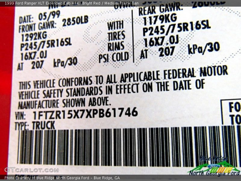 Bright Red / Medium Prairie Tan 1999 Ford Ranger XLT Extended Cab 4x4