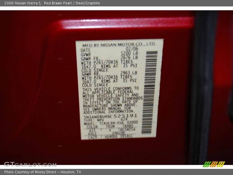 Red Brawn Pearl / Steel/Graphite 2006 Nissan Xterra S