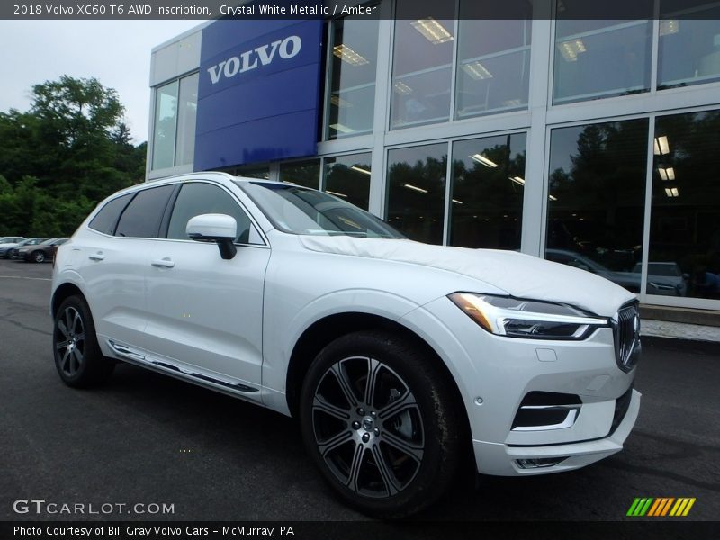 Crystal White Metallic / Amber 2018 Volvo XC60 T6 AWD Inscription
