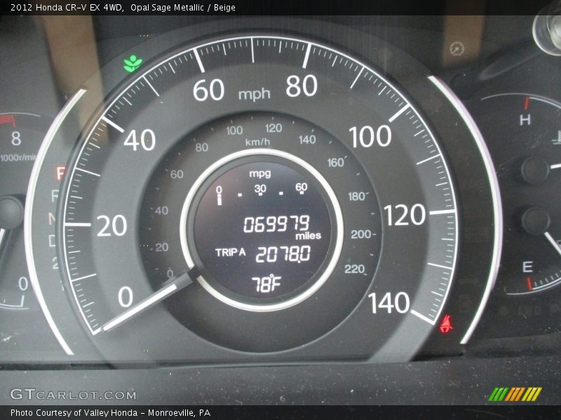 Opal Sage Metallic / Beige 2012 Honda CR-V EX 4WD