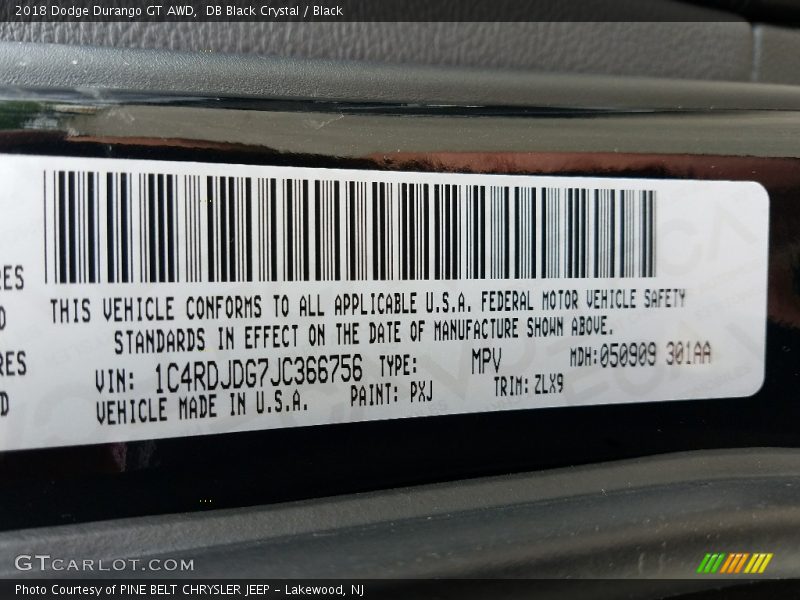 DB Black Crystal / Black 2018 Dodge Durango GT AWD