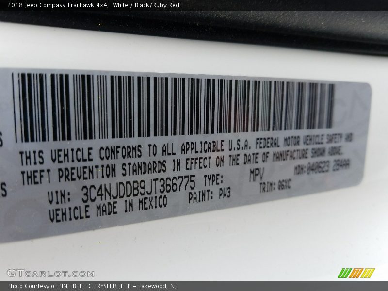 White / Black/Ruby Red 2018 Jeep Compass Trailhawk 4x4