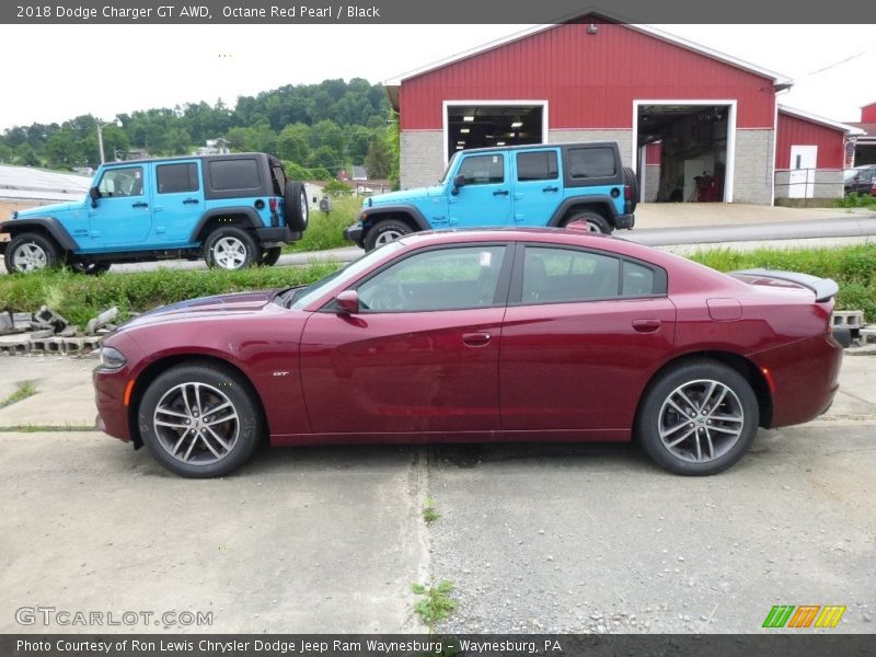 Octane Red Pearl / Black 2018 Dodge Charger GT AWD