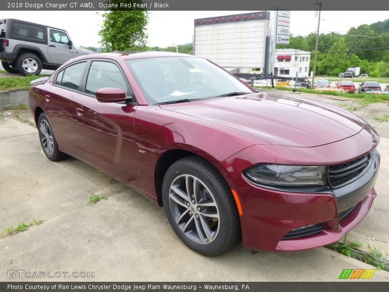 Octane Red Pearl / Black 2018 Dodge Charger GT AWD