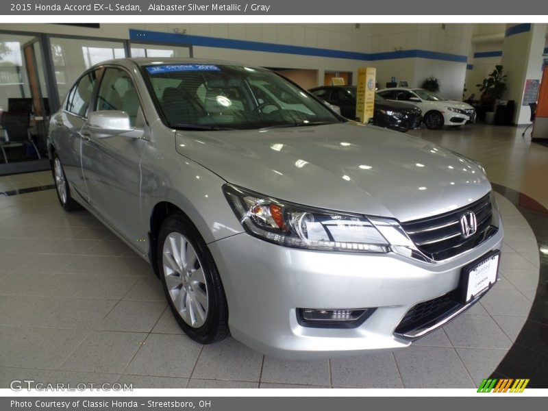 Alabaster Silver Metallic / Gray 2015 Honda Accord EX-L Sedan