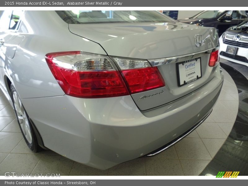 Alabaster Silver Metallic / Gray 2015 Honda Accord EX-L Sedan