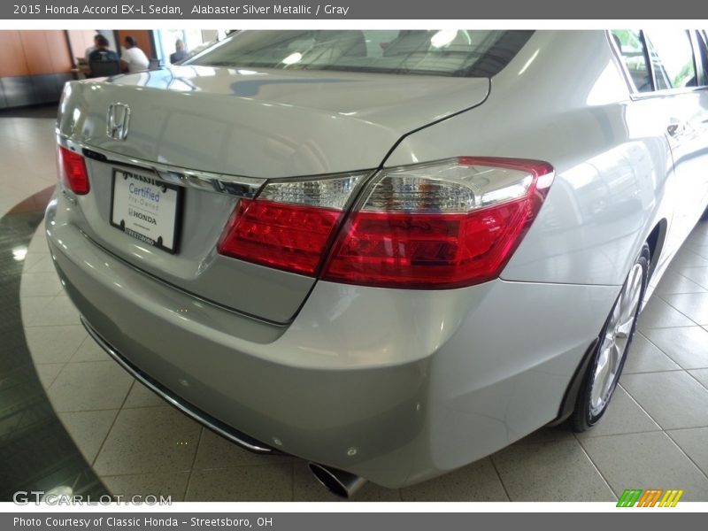 Alabaster Silver Metallic / Gray 2015 Honda Accord EX-L Sedan