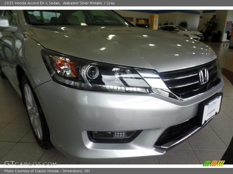 Alabaster Silver Metallic / Gray 2015 Honda Accord EX-L Sedan