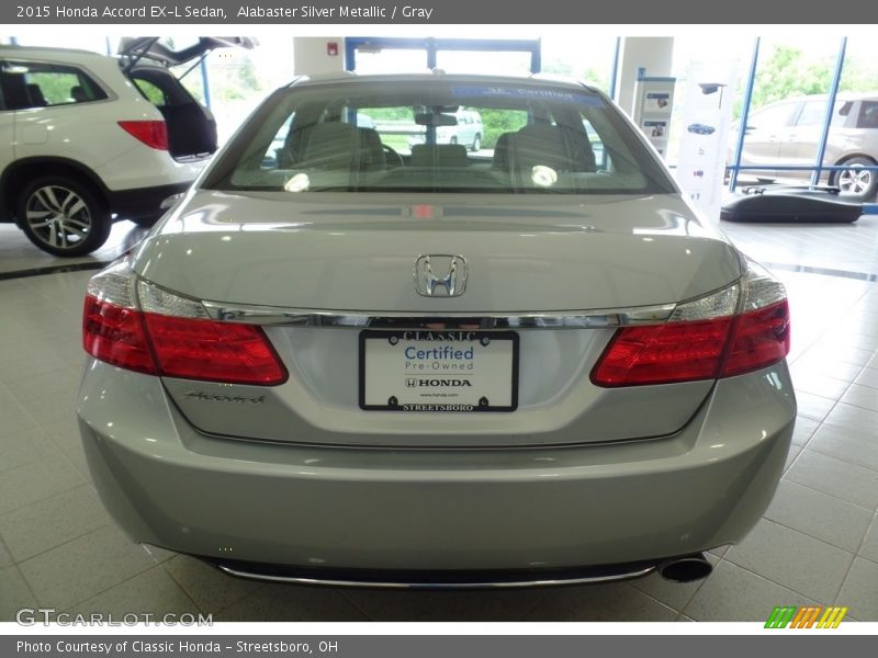 Alabaster Silver Metallic / Gray 2015 Honda Accord EX-L Sedan