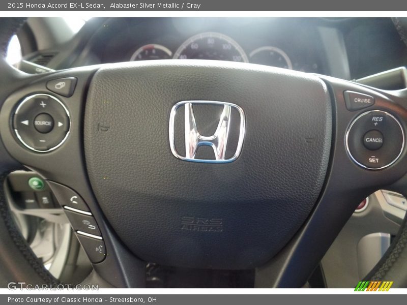 Alabaster Silver Metallic / Gray 2015 Honda Accord EX-L Sedan