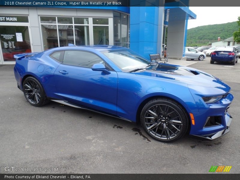 Hyper Blue Metallic / Jet Black 2018 Chevrolet Camaro ZL1 Coupe