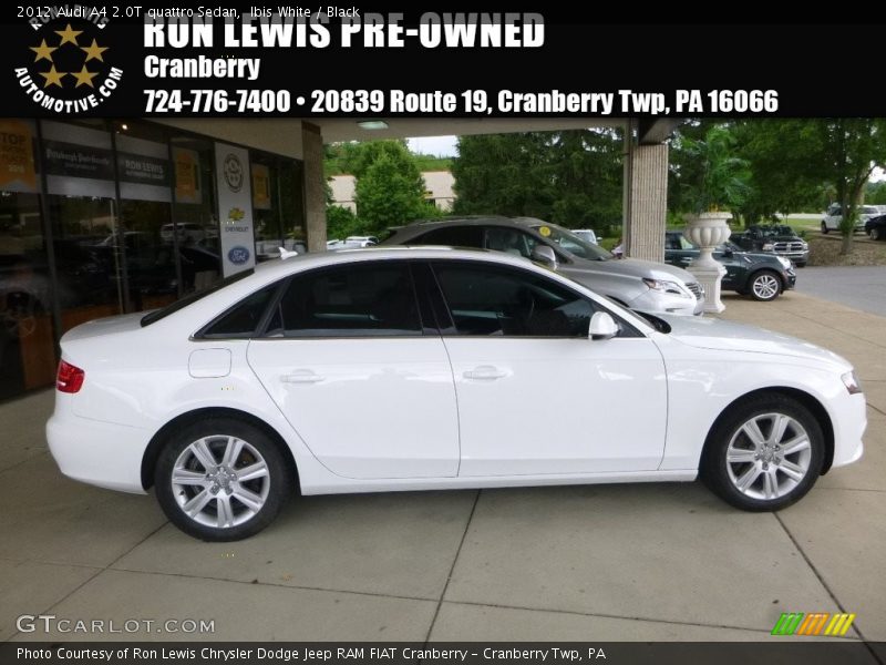 Ibis White / Black 2012 Audi A4 2.0T quattro Sedan