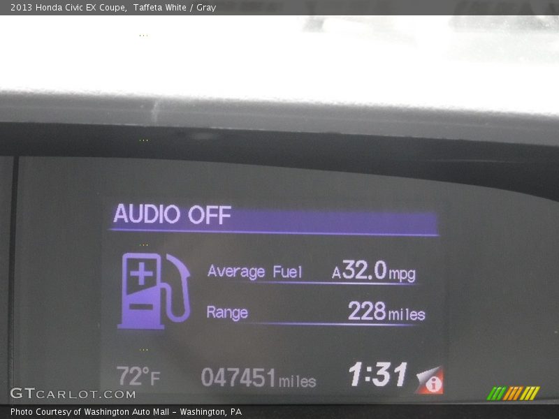 Taffeta White / Gray 2013 Honda Civic EX Coupe