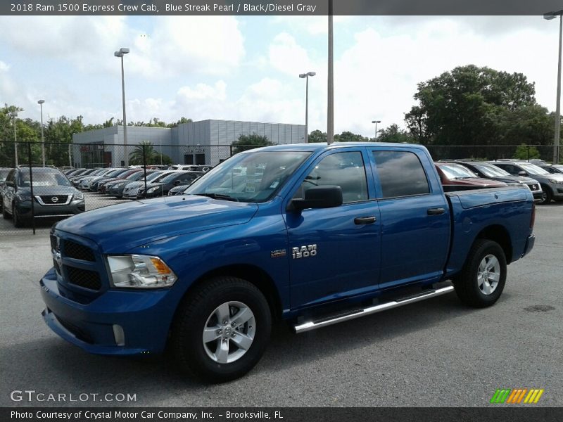 Blue Streak Pearl / Black/Diesel Gray 2018 Ram 1500 Express Crew Cab