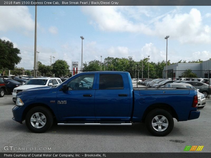 Blue Streak Pearl / Black/Diesel Gray 2018 Ram 1500 Express Crew Cab