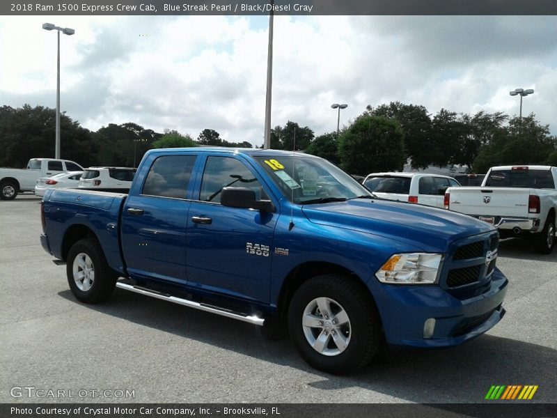 Blue Streak Pearl / Black/Diesel Gray 2018 Ram 1500 Express Crew Cab