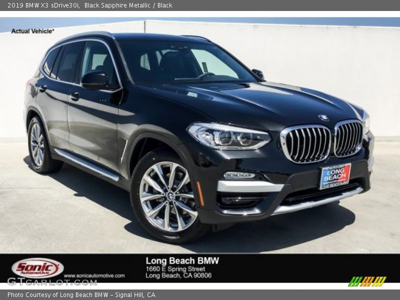 Black Sapphire Metallic / Black 2019 BMW X3 sDrive30i