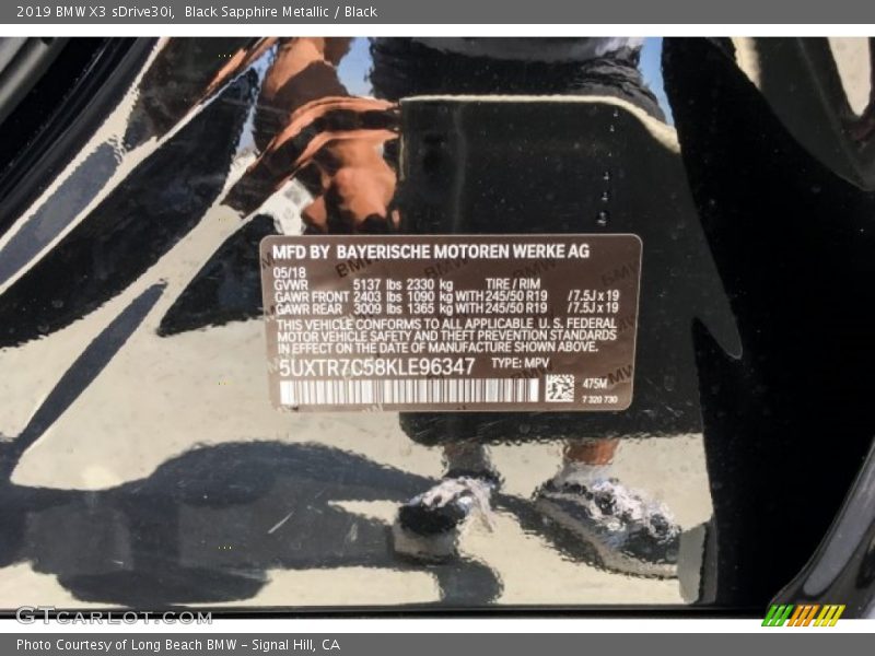 Black Sapphire Metallic / Black 2019 BMW X3 sDrive30i