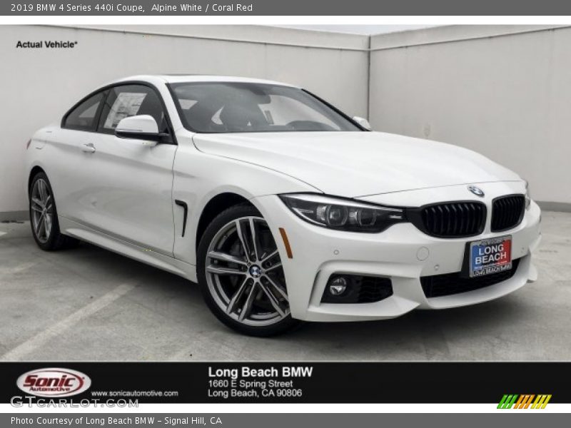 Alpine White / Coral Red 2019 BMW 4 Series 440i Coupe