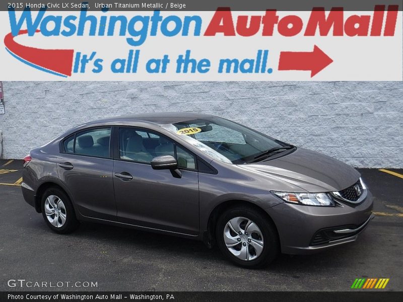 Urban Titanium Metallic / Beige 2015 Honda Civic LX Sedan