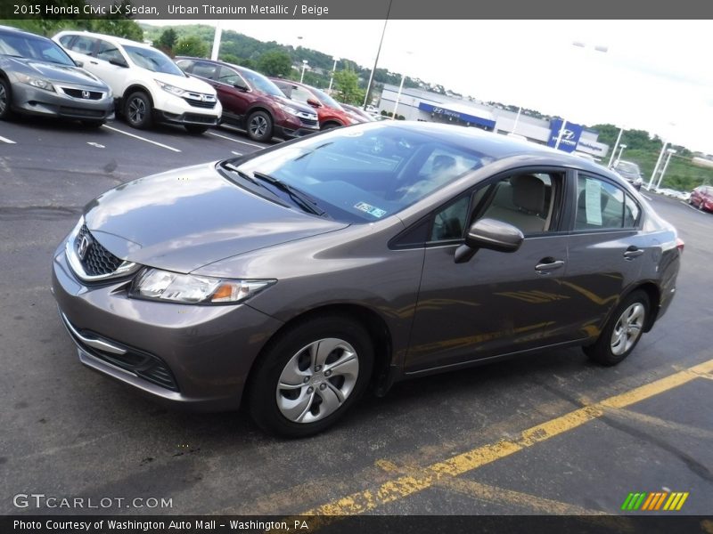 Urban Titanium Metallic / Beige 2015 Honda Civic LX Sedan