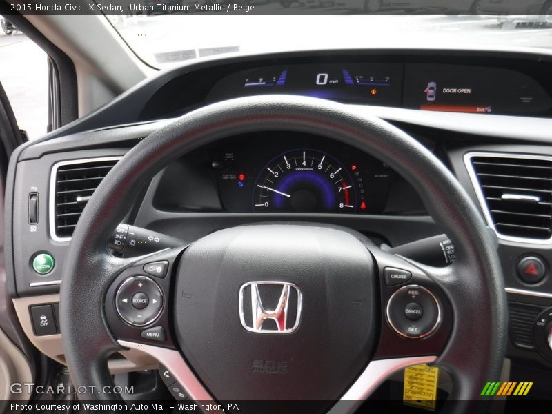 Urban Titanium Metallic / Beige 2015 Honda Civic LX Sedan