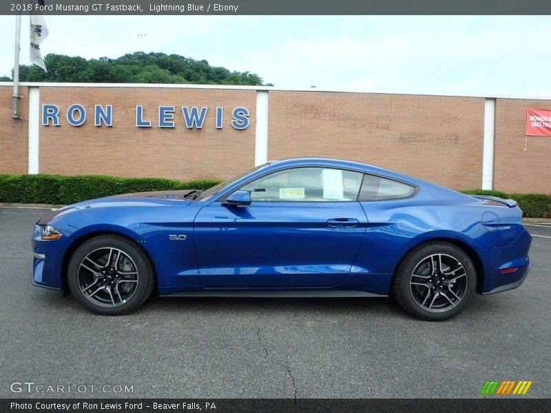 Lightning Blue / Ebony 2018 Ford Mustang GT Fastback