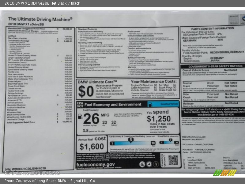 Jet Black / Black 2018 BMW X1 sDrive28i