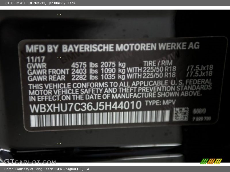 Jet Black / Black 2018 BMW X1 sDrive28i