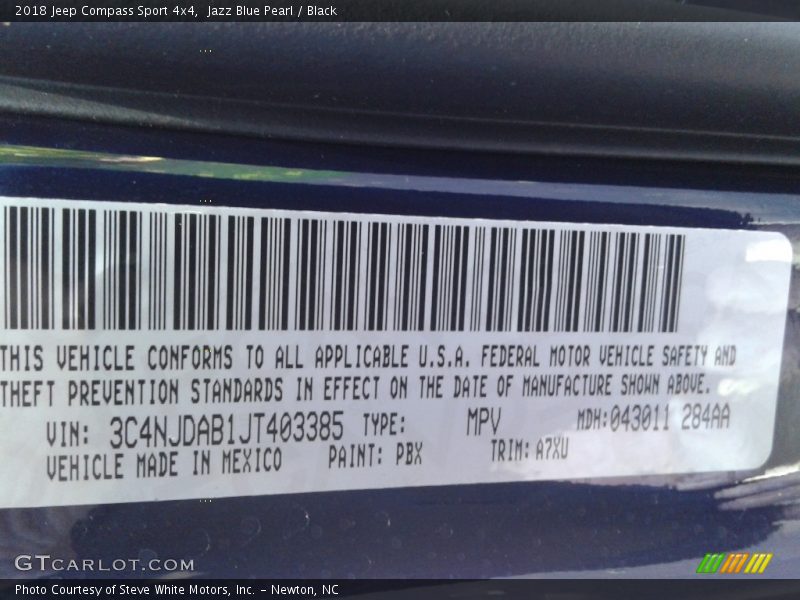 Jazz Blue Pearl / Black 2018 Jeep Compass Sport 4x4