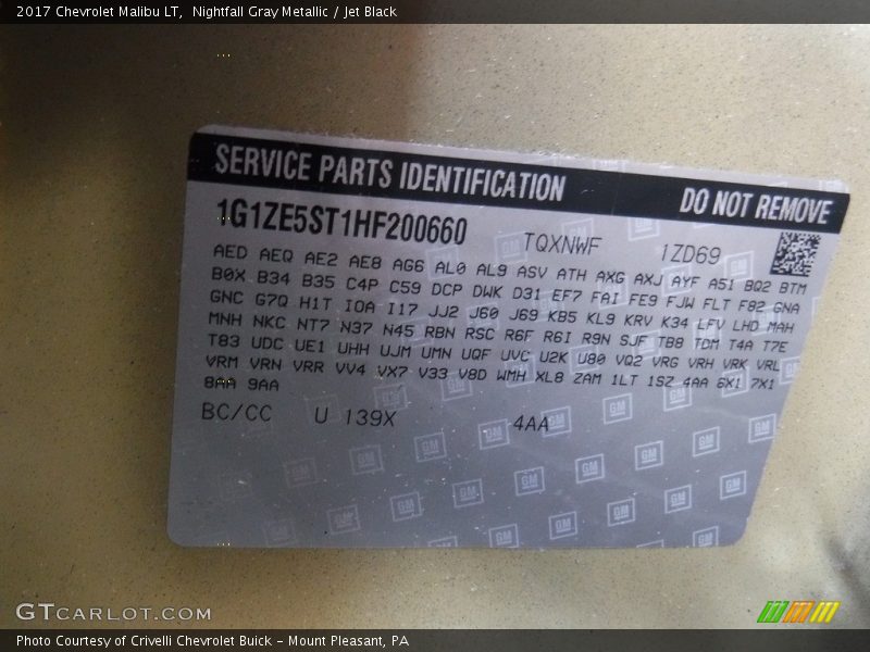 Nightfall Gray Metallic / Jet Black 2017 Chevrolet Malibu LT